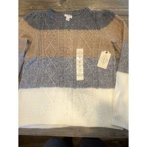 St Johns Bay Womens Sweater Neutral Combo. Size Small. Crew Neck. NWT. 12